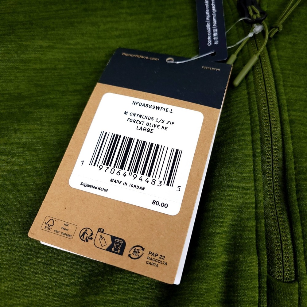 The North‎ Face Men's Large 1/2 Zip Forest Olive Long Sleep New - Picture 6 of 10